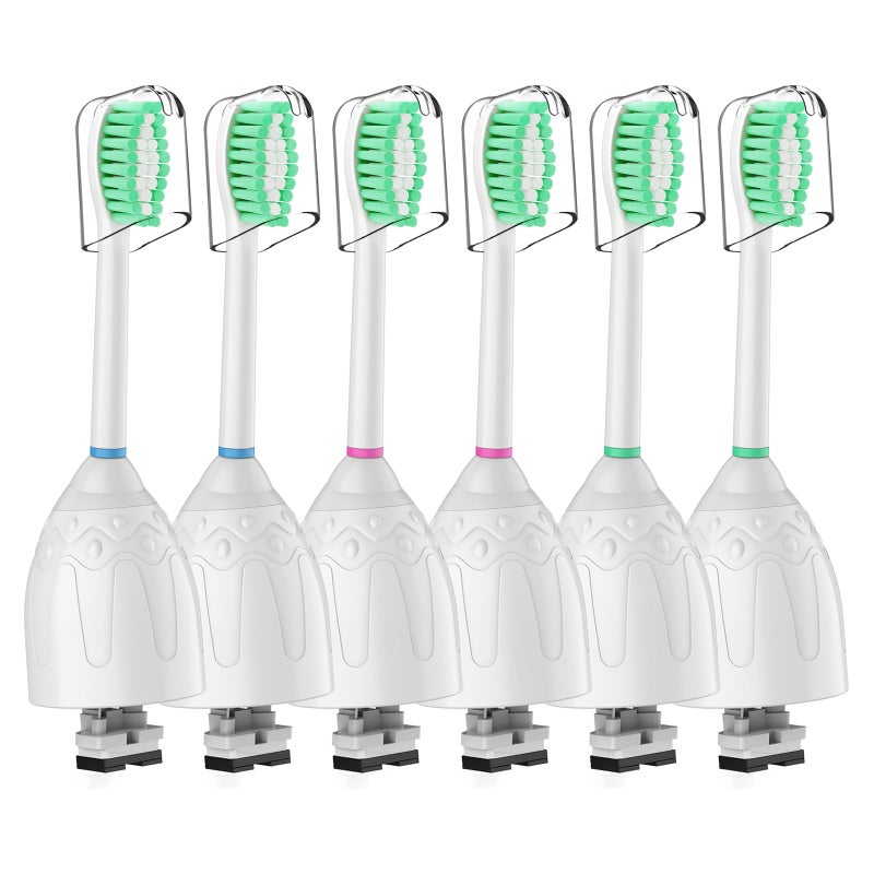HAPPYMOMO Toothbrush Heads for Philips Sonicare Replacement Brush Heads Medium Soft Dupont Bristles Electric Toothbrush Replacement Heads Fit E-Series Essence Xtreme Elite Advance and CleanCare, 6 Pack - Image 1