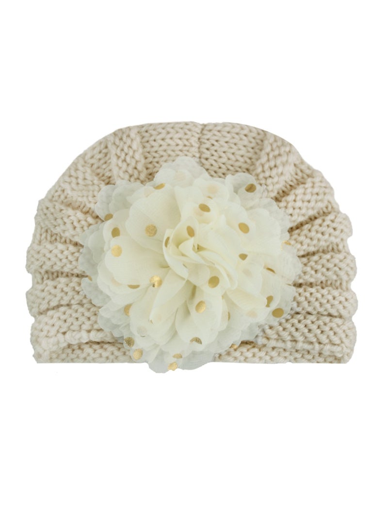 Generic Newborn Baby Knitting Flowers Hats Baby Girls Toddler Infant Turban Head Cap, Beige 
