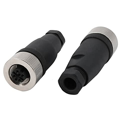 Elecbee 2PCS M12 4 Pin Female Connector A Code Straight Socket Panel Aviation Wire Field Wireable Connector 12mm Industrial Circular Connector,Outdoor Waterproof IP67 for 22AWG 0.34mm² Cable - Image 1