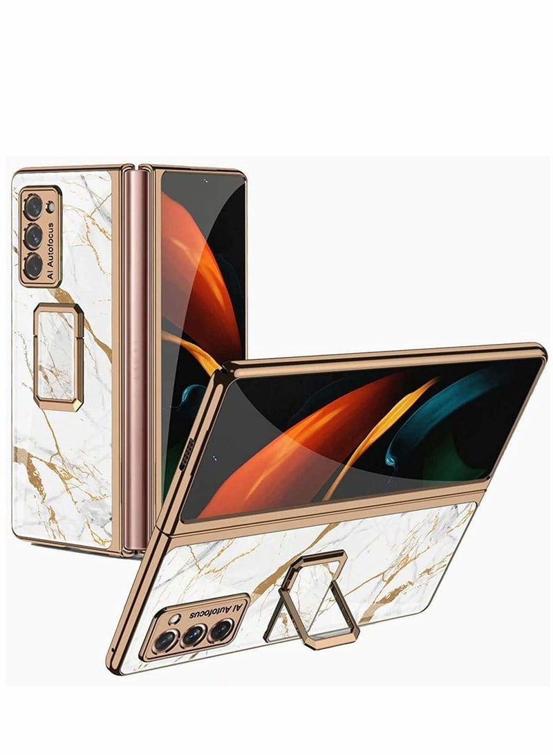 Y&D Z Fold 2 5G Case Plating Glass All-Inclusive Hard Shell Compatible for Samsung Galaxy Cover with 360° Rotable Magnetic Ring Stand - Image 1