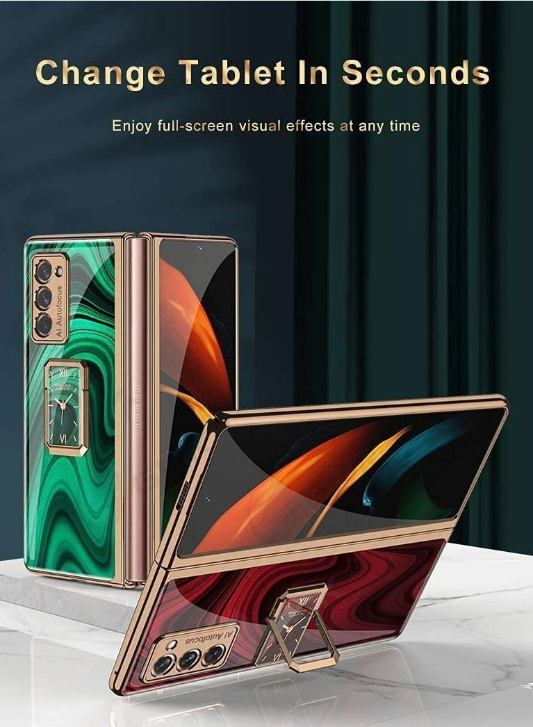 Y&D Z Fold 2 5G Case Plating Glass All-Inclusive Hard Shell Compatible for Samsung Galaxy Cover with 360° Rotable Magnetic Ring Stand - Image 2