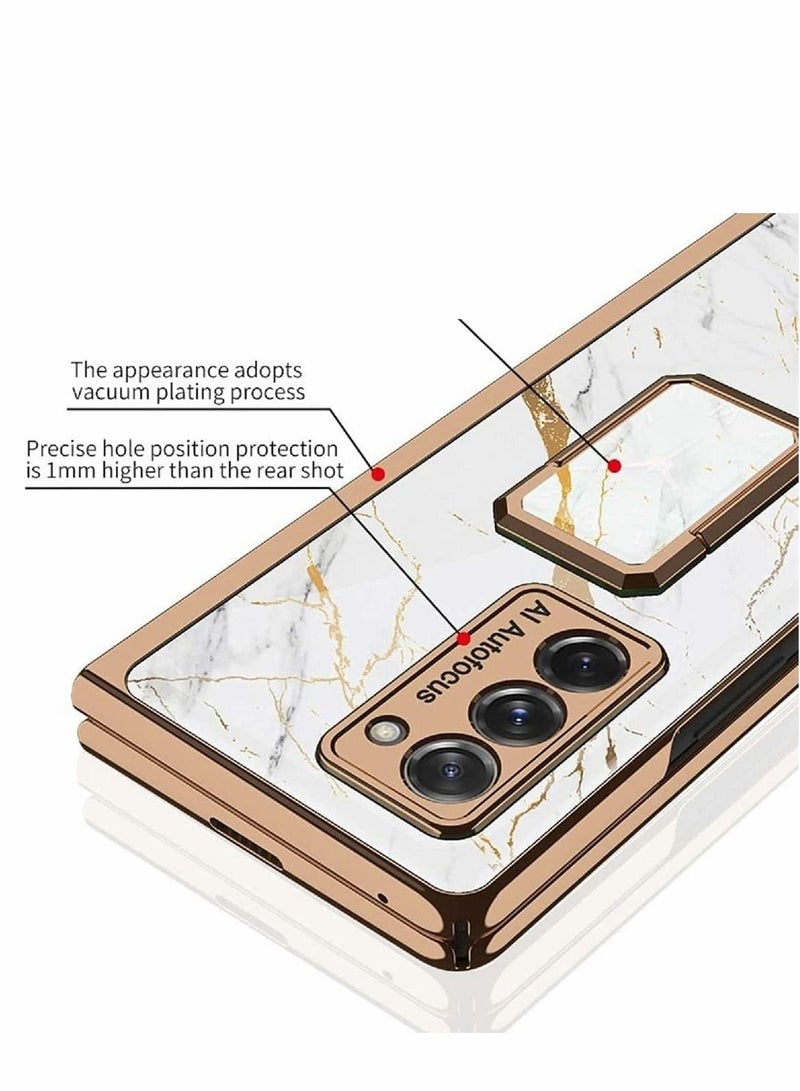 Y&D Z Fold 2 5G Case Plating Glass All-Inclusive Hard Shell Compatible for Samsung Galaxy Cover with 360° Rotable Magnetic Ring Stand - Image 5