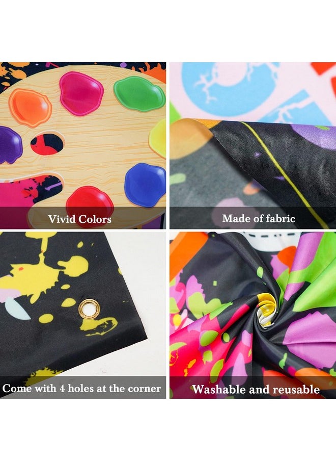 Mocsicka Mocsicka Art Paint Birthday Banner for Kids Let's Paint Dress for a Mess Party Decoration Backdrop Colorful Graffiti Splatter Art Painting Photography Background (Colorful, 70.8x43.3inch)  - Image 3