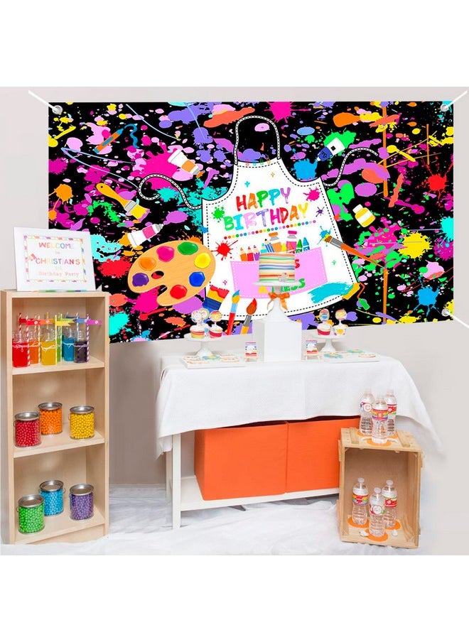 Mocsicka Mocsicka Art Paint Birthday Banner for Kids Let's Paint Dress for a Mess Party Decoration Backdrop Colorful Graffiti Splatter Art Painting Photography Background (Colorful, 70.8x43.3inch)  - Image 5