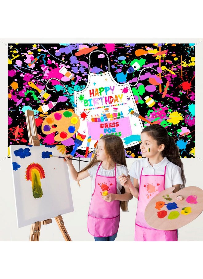 Mocsicka Mocsicka Art Paint Birthday Banner for Kids Let's Paint Dress for a Mess Party Decoration Backdrop Colorful Graffiti Splatter Art Painting Photography Background (Colorful, 70.8x43.3inch)  - Image 4