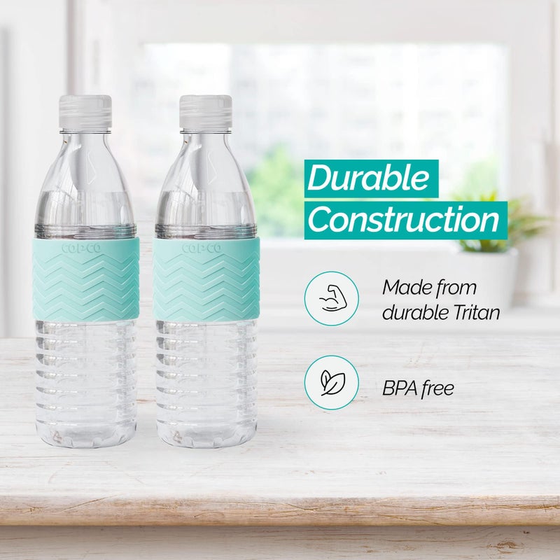 Copco Hydra 16.9 oz Water Bottle with Leak-Proof Lid - Tritan Reusable with Textured Grip Sleeve - BPA-Free  Shatter-Resistant  Dishwasher Safe for Travel  Gym  Work  Outdoor Adventures (Robin Blue) - Image 3