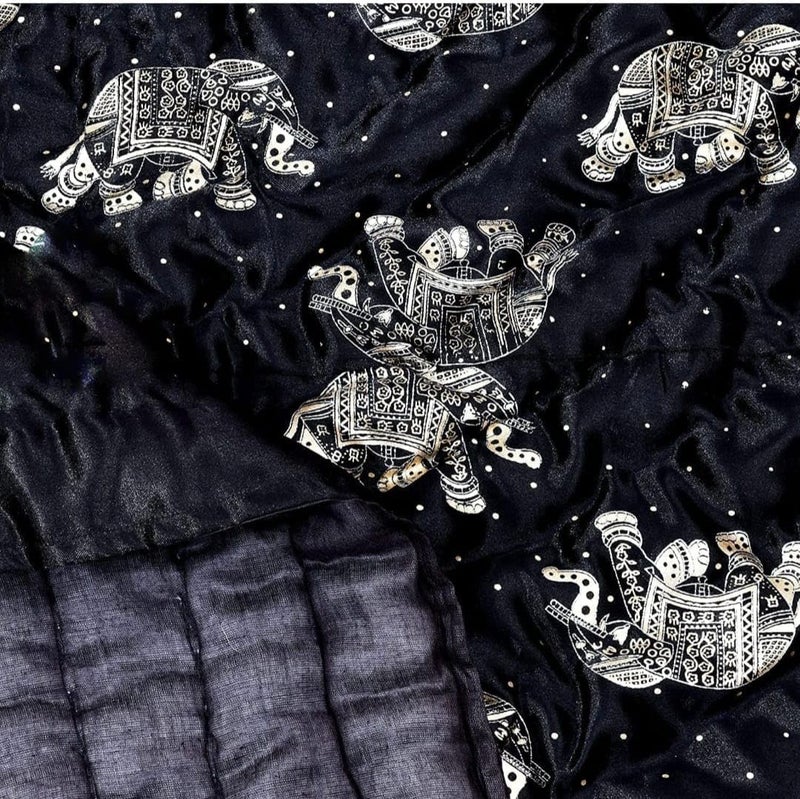 AARMOZY Cotton Soft Jaipuri Silk Razai Traditional Print Single Bed AC Blanket Black 85X55 INCHE - Image 2