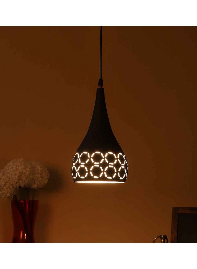 DarkVision DarkVision Decorative Hanging Pendant Light Stylish Tear Drop Design with Premium Black Metal and Cutwork Pattern Ceiling Lamp for Kitchen, Staircase, Entryway, Dining Room (Without Bulb)  - Image 3