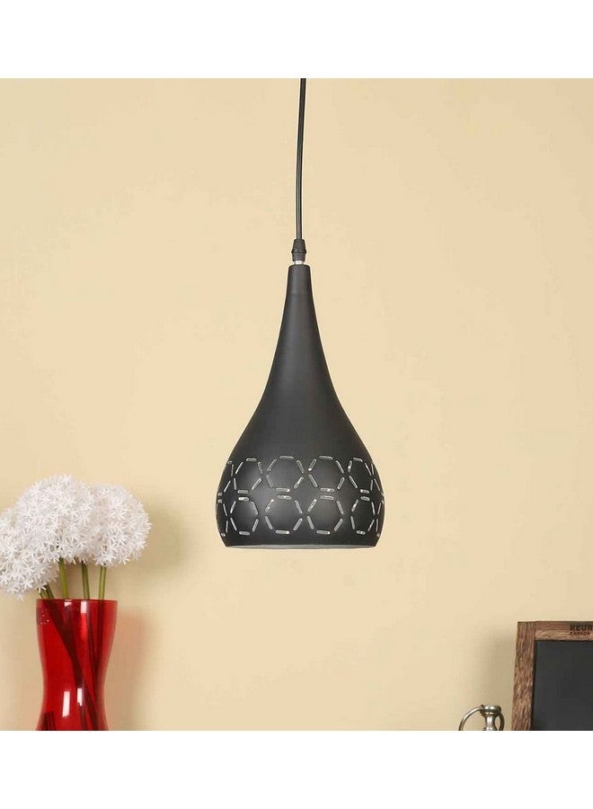 DarkVision DarkVision Decorative Hanging Pendant Light Stylish Tear Drop Design with Premium Black Metal and Cutwork Pattern Ceiling Lamp for Kitchen, Staircase, Entryway, Dining Room (Without Bulb)  - Image 2