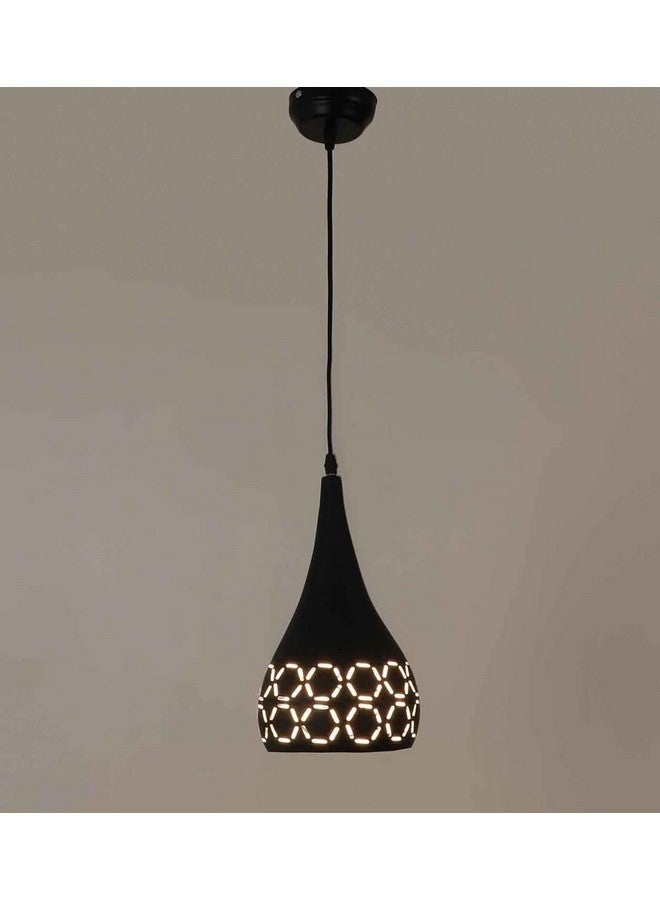 DarkVision DarkVision Decorative Hanging Pendant Light Stylish Tear Drop Design with Premium Black Metal and Cutwork Pattern Ceiling Lamp for Kitchen, Staircase, Entryway, Dining Room (Without Bulb)  - Image 5
