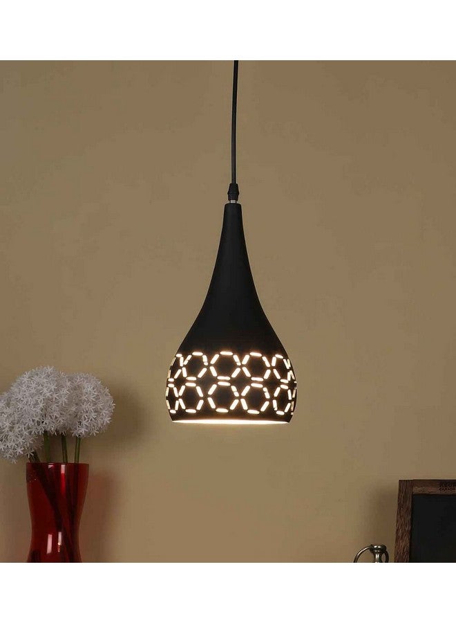 DarkVision DarkVision Decorative Hanging Pendant Light Stylish Tear Drop Design with Premium Black Metal and Cutwork Pattern Ceiling Lamp for Kitchen, Staircase, Entryway, Dining Room (Without Bulb)  - Image 1