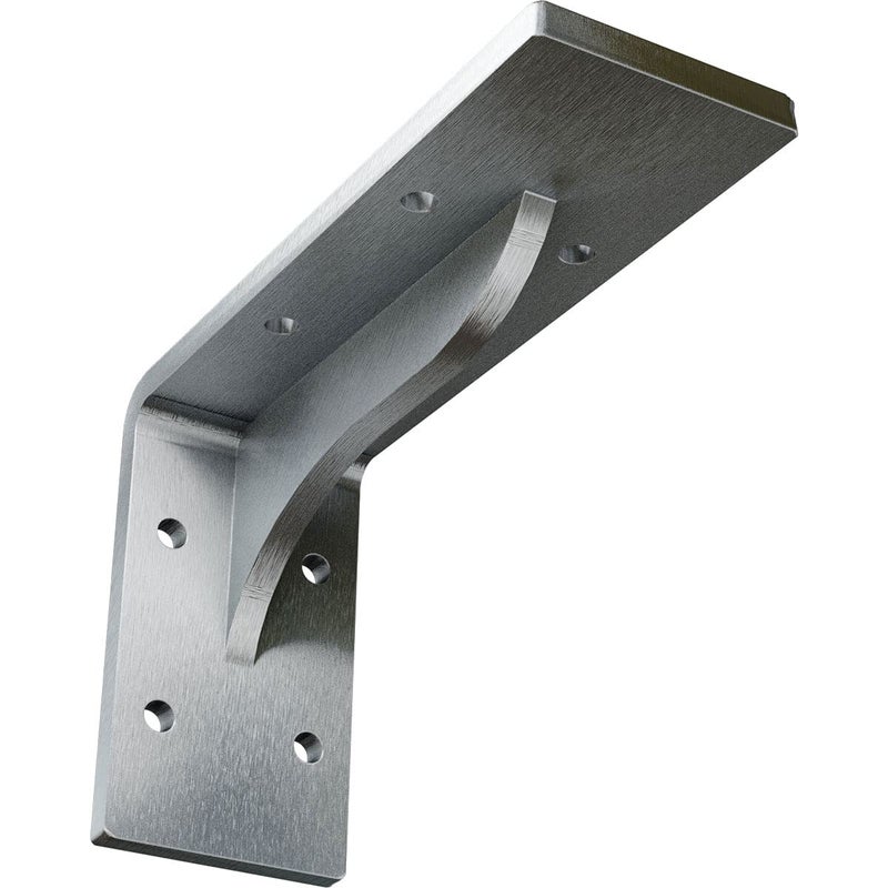 Ekena Millwork BKTM02X06X03EBCRS Steel Bracket Embrey, 2" W x 6" D x 3 3/4" H, Unfinished - Image 1