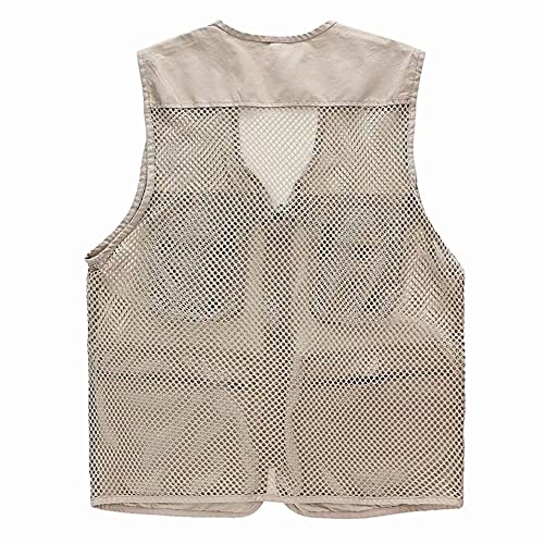 Rizanee Unisex Mesh Breathable Fishing Vest, Multi-Pockets Photography Travel Hiking Waistcoat Jacket (Beige, US M - TAG XL) - Image 2