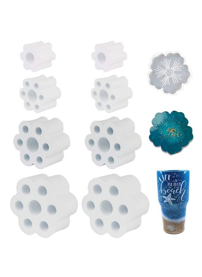 Cup Turner Foam 8 Pcs Spinner Foam Inserts With Flower Coaster Resin Molds For 1.05 Inch Pvc Pipe With Mouth Open From 2” To Bottle All Tumbler 3 4 Inch Pipe