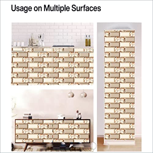 WallDaddy Wall Paper For Living Room Decoration Large Size (300x40)Cm Wallpaper For Walls Stickers | Self Adhesive Kitchen Wall Stickers Oil Proof Heat Resistant | Floral Brick Wall Stickers For Home - Image 5