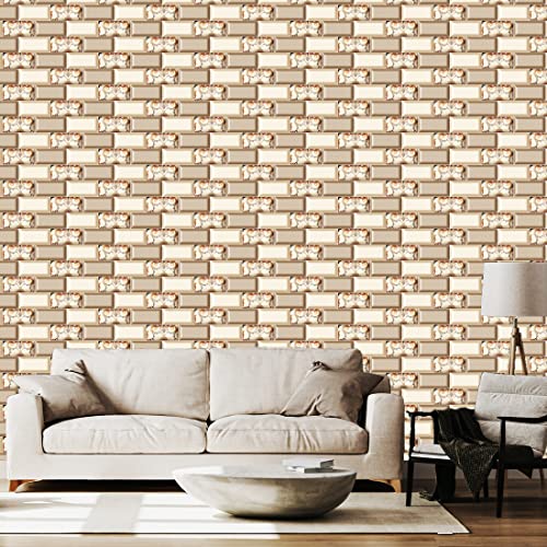 WallDaddy Wall Paper For Living Room Decoration Large Size (300x40)Cm Wallpaper For Walls Stickers | Self Adhesive Kitchen Wall Stickers Oil Proof Heat Resistant | Floral Brick Wall Stickers For Home - Image 3