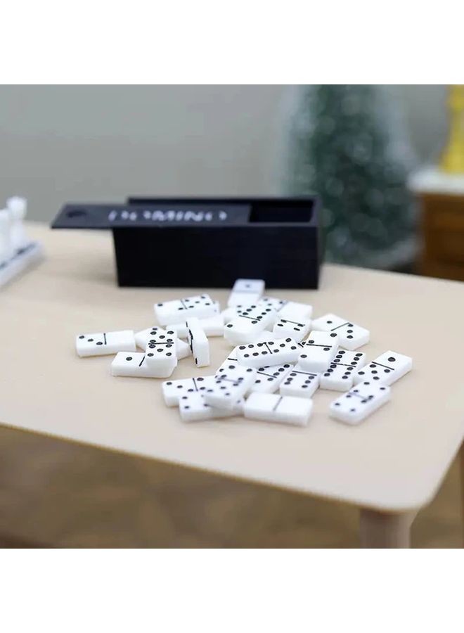 Mini Backgammon Set 28 Dominoes And Storage Box Durable Game Pieces - Image 2
