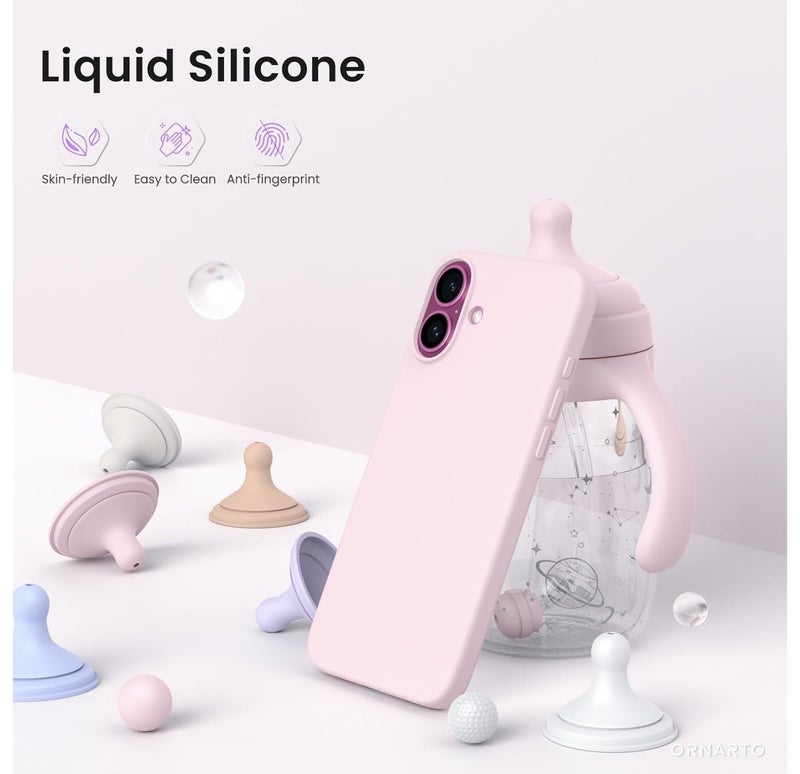 YoYoTech iPhone 16 2024 6.1'   Liquid Soft Silicone iPhone 16 only Cover with Inside Microfiber Lining Shockproof Gel Rubber Phone Case - Pink - Image 2