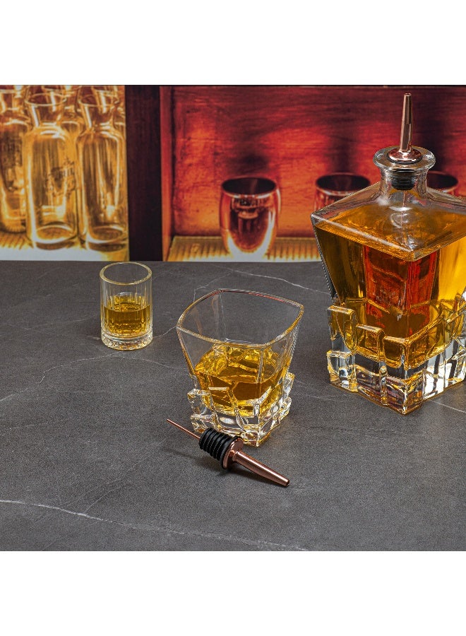 Restaurantware Bar Lux 4.3 x 1.2 Inch Liquor Pour Spouts, 4 Tapered Pouring Spouts For Bottles - No Leak, For Fast Pouring, Copper-Plated Stainless Steel Pourers For Alcohol, Fits Onto Bottles  - Image 3