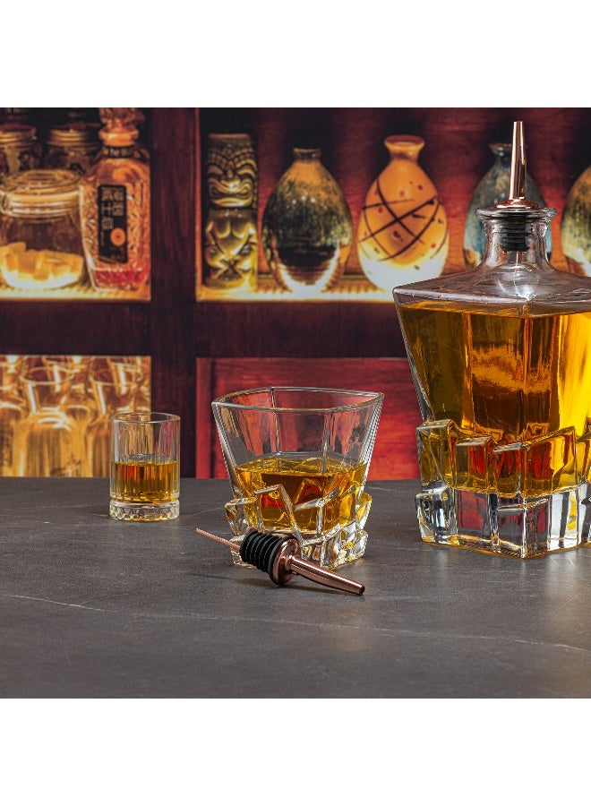 Restaurantware Bar Lux 4.3 x 1.2 Inch Liquor Pour Spouts, 4 Tapered Pouring Spouts For Bottles - No Leak, For Fast Pouring, Copper-Plated Stainless Steel Pourers For Alcohol, Fits Onto Bottles  - Image 4