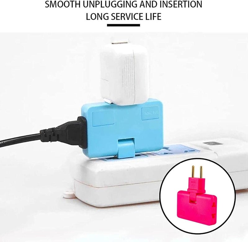 180° Rotatable Power Plug Adapter, 3-in-1 Multi Socket Extension, Travel Plug for Narrow Spaces (Random Color) - Image 1