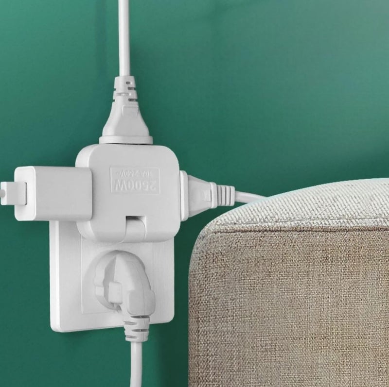 180° Rotatable Power Plug Adapter, 3-in-1 Multi Socket Extension, Travel Plug for Narrow Spaces (Random Color) - Image 3