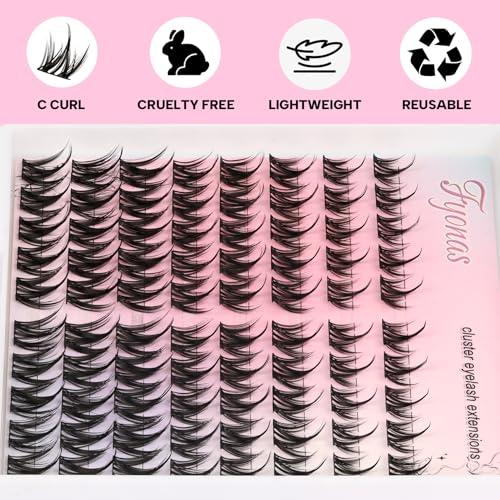 Fyonas Lash Clusters Manga Eyelash Clusters Spiky Cluster Eyelash Extensions 80Pcs C Curl Individual Lashes Volume Anime Lash Clusters with Thin Band Cosplay Lashes DIY at Home (Cutey) - Image 3