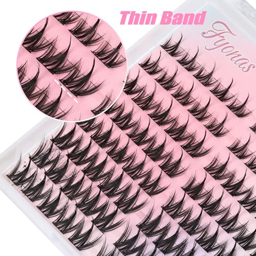 Fyonas Lash Clusters Manga Eyelash Clusters Spiky Cluster Eyelash Extensions 80Pcs C Curl Individual Lashes Volume Anime Lash Clusters with Thin Band Cosplay Lashes DIY at Home (Cutey) - Image 5