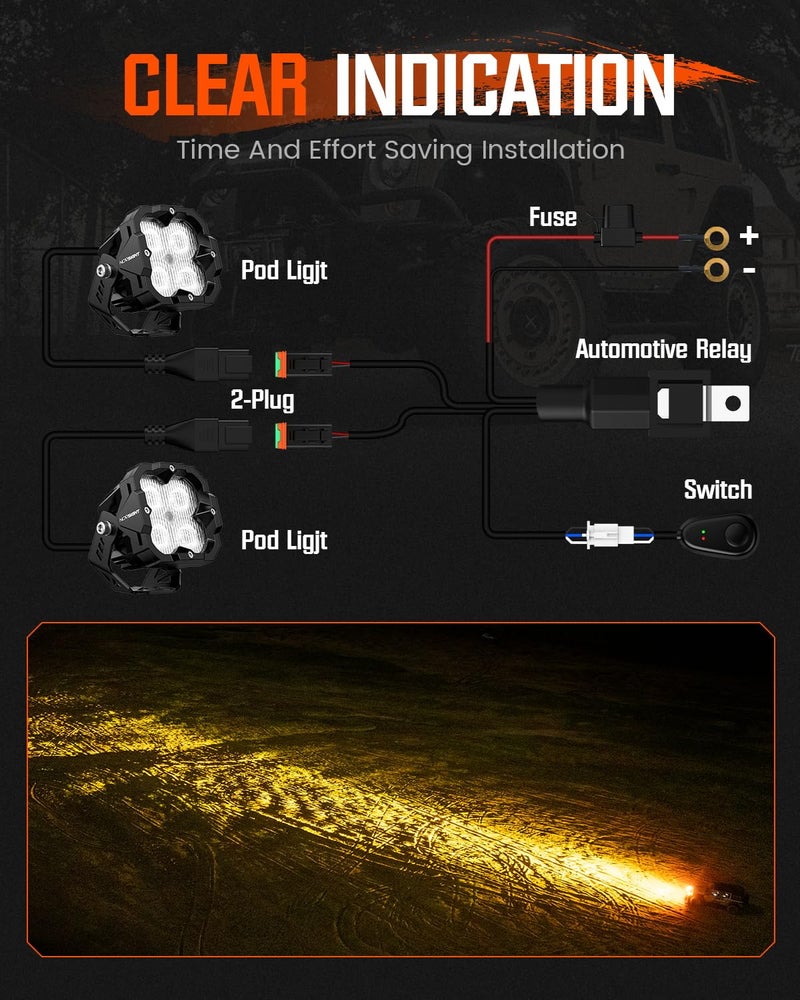 NOVSIGHT LED Pods Lights Driving Light - 3 Inch SAE Off Road Lights Pods Waterproof Off Road Lights, LED Driving Light Cube with Covers, LED Work Light for Truck Wrangler Jeep Pickup Ram SUV ATV - Image 5