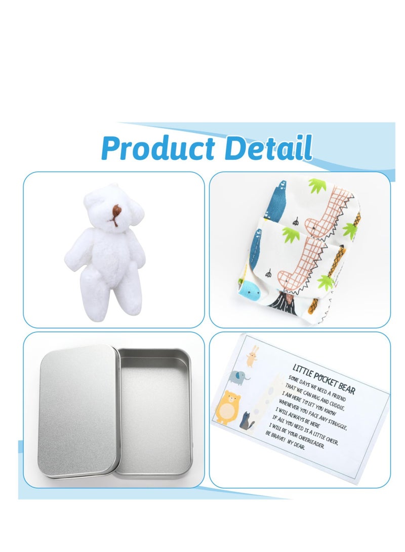 Excefore A Little Pocket Bear in a Tin Box, Hug Teddy Bear, Mini Animal Pocket Hug Bear, Fuzzy Mini Teddy Bears, for Valentines, Graduation, Birthday, Wedding (White) - Image 3