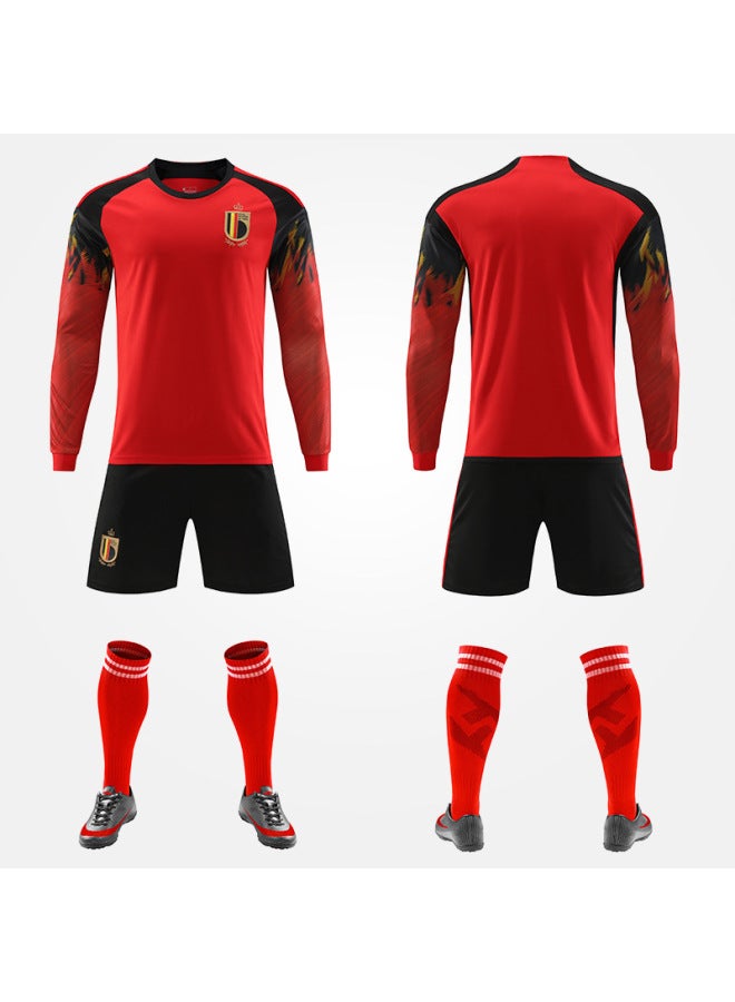 Long-sleeved Football Suit Men's Autumn And Winter Football Sports Football Training Suit Children's Messi Jersey Team Uniform Print