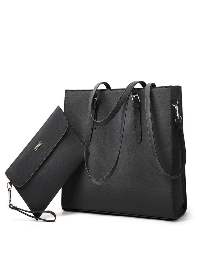 YTL Laptop Bag for Women 15.6 inch Laptop Tote Bag Leather Classy Computer Briefcase Work Waterproof Handbag Professional Womens Business Office Bag Purse 2pcs - Image 1