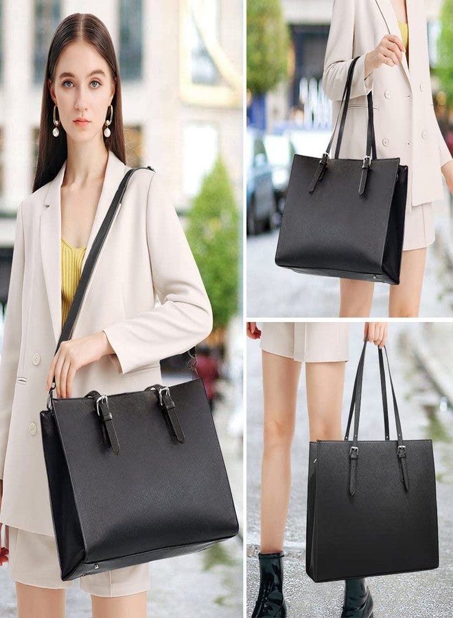 YTL Laptop Bag for Women 15.6 inch Laptop Tote Bag Leather Classy Computer Briefcase Work Waterproof Handbag Professional Womens Business Office Bag Purse 2pcs - Image 3