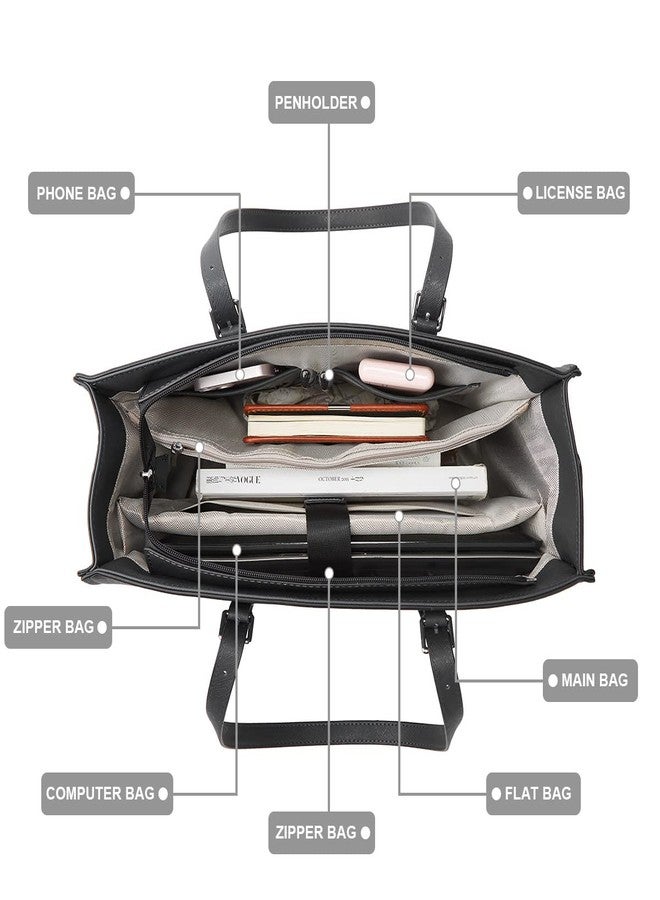 YTL Laptop Bag for Women 15.6 inch Laptop Tote Bag Leather Classy Computer Briefcase Work Waterproof Handbag Professional Womens Business Office Bag Purse 2pcs - Image 4