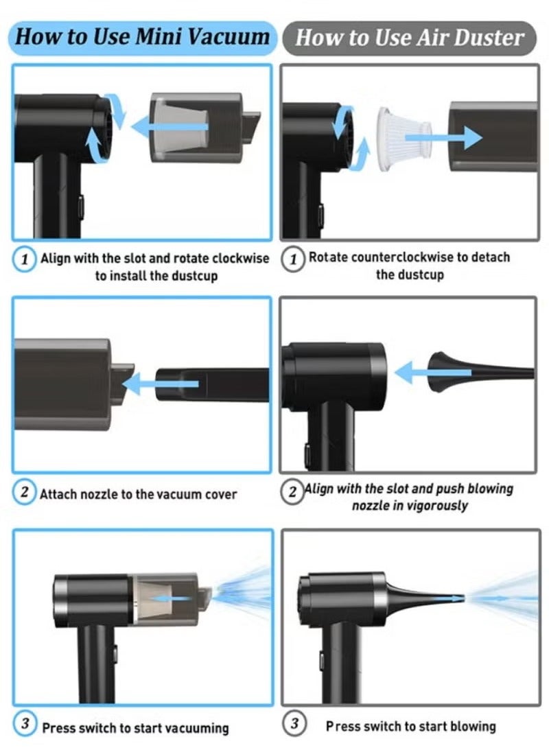 CAYGA Handheld Car Vacuum Cleaner，Car Vacuum Dual Use Blow Cleaner Handheld Auto Vaccum Cleaner Blower 2in1 - Image 3
