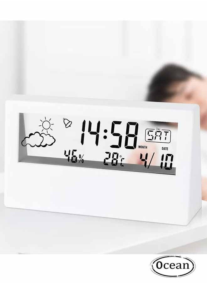 Ocean - Digital Alarm Clock,Transparent Glass Screen, Fashionable And Elegant, With Multiple Functional Mode Designs And Weather Map Display, Suitable For Giving To Friends - Image 1