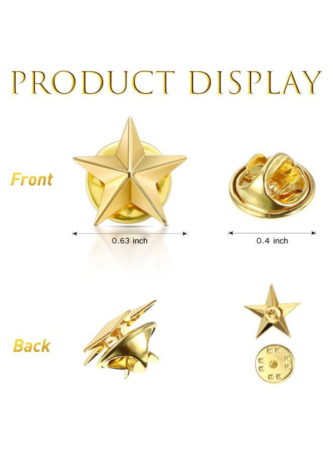 Kenning 60 Pieces Lapel Pin Veterans Day Star Pins for Backpacks, Star Badge Military Award Pins Labor Day 4th of July Memorial Day Stars Brooches(Gold) - Image 3
