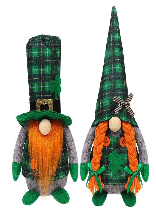 CRCZK St Patrick's Day Gnomes Plush Decoration, 2 Pack different Green Grid Hats with Shamrock ,Faceless Elderly Irish Festival Lucky Hanging Ornaments, Saint Patrick's Day Irish home and office Decor - Image 1