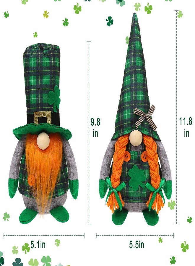CRCZK St Patrick's Day Gnomes Plush Decoration, 2 Pack different Green Grid Hats with Shamrock ,Faceless Elderly Irish Festival Lucky Hanging Ornaments, Saint Patrick's Day Irish home and office Decor - Image 3