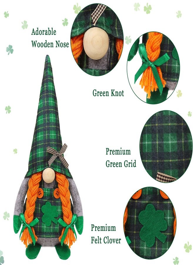 CRCZK St Patrick's Day Gnomes Plush Decoration, 2 Pack different Green Grid Hats with Shamrock ,Faceless Elderly Irish Festival Lucky Hanging Ornaments, Saint Patrick's Day Irish home and office Decor - Image 2