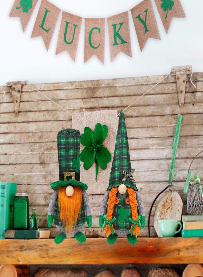 CRCZK St Patrick's Day Gnomes Plush Decoration, 2 Pack different Green Grid Hats with Shamrock ,Faceless Elderly Irish Festival Lucky Hanging Ornaments, Saint Patrick's Day Irish home and office Decor - Image 4