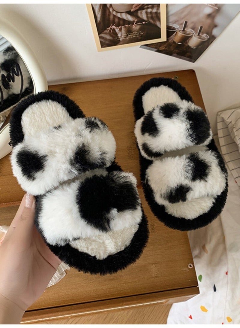 WiNi BEE Girls' Textured Sole Slippers with Curly Faux Fur for Fall and Winter - Image 3