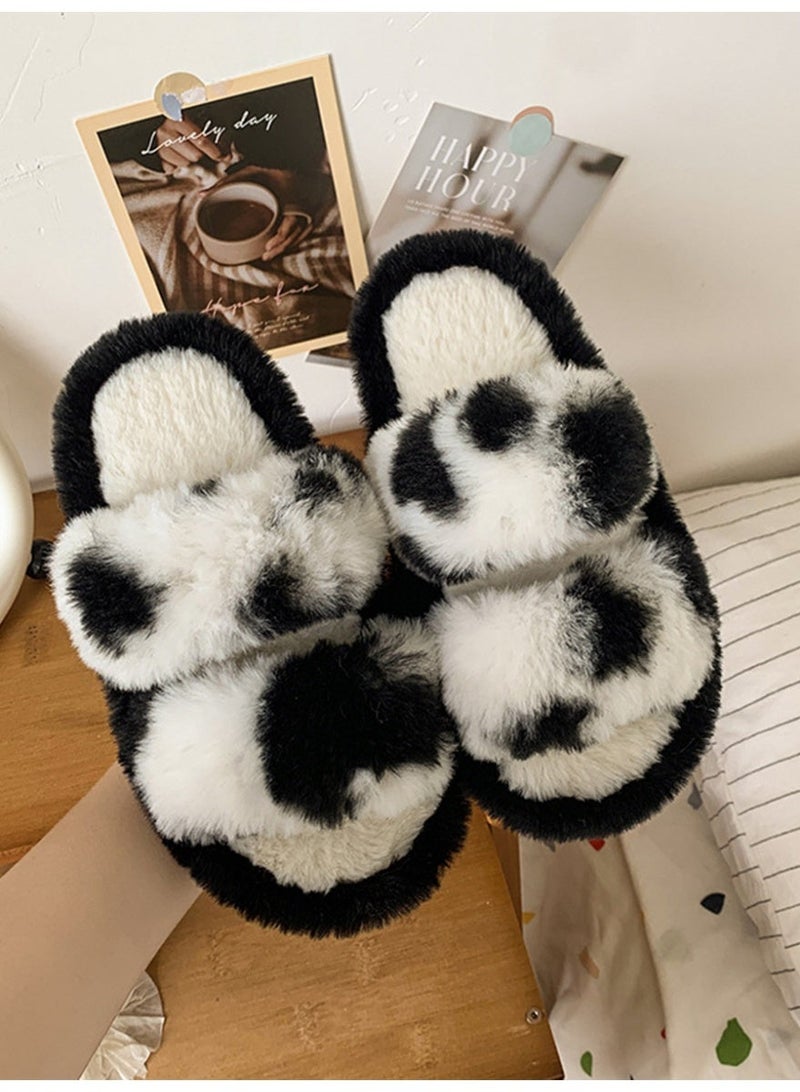 WiNi BEE Girls' Textured Sole Slippers with Curly Faux Fur for Fall and Winter - Image 2