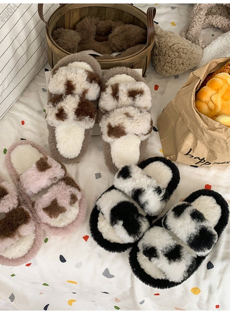 WiNi BEE Girls' Textured Sole Slippers with Curly Faux Fur for Fall and Winter - Image 4