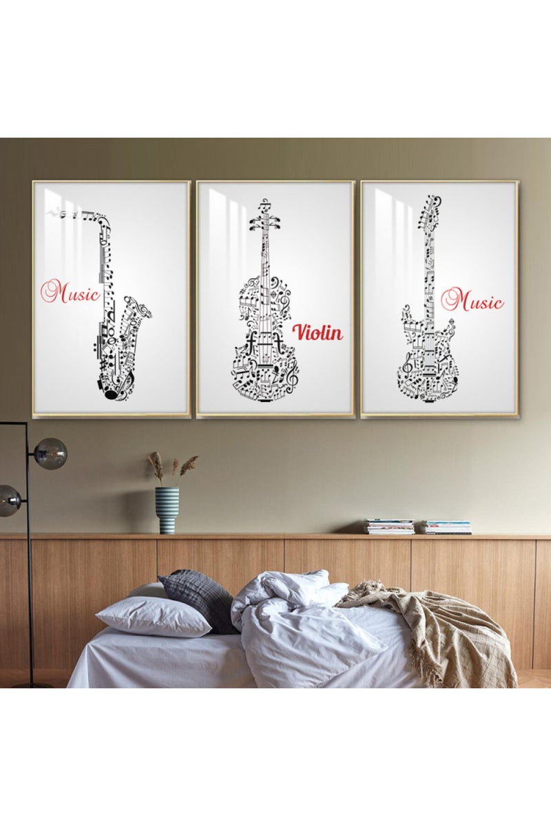 Marktna Three wooden wall painting with a frame and a clear acrylic layer - Image 1