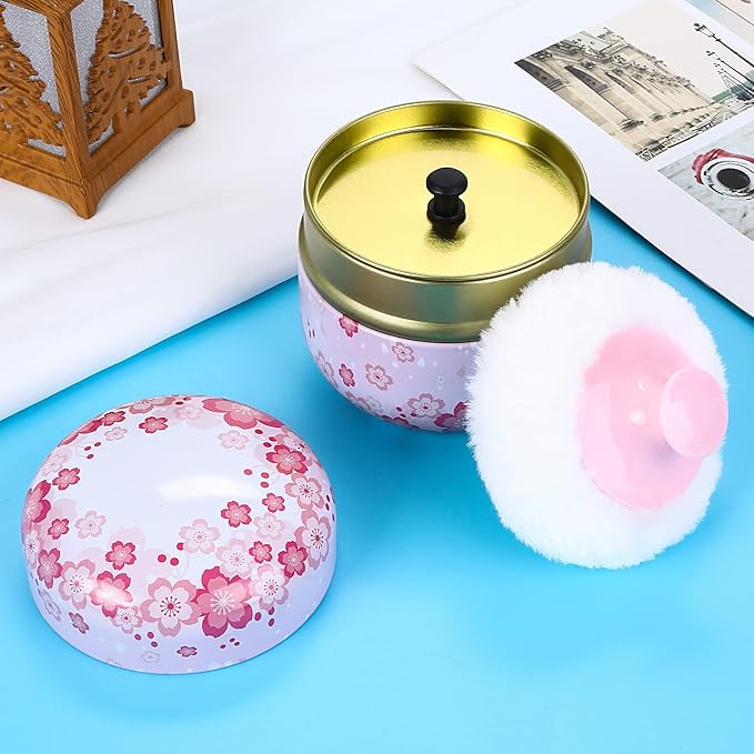 Sibba Powder Case with Puff for Body Baby After Bath Makeup Powder Dispenser Pink