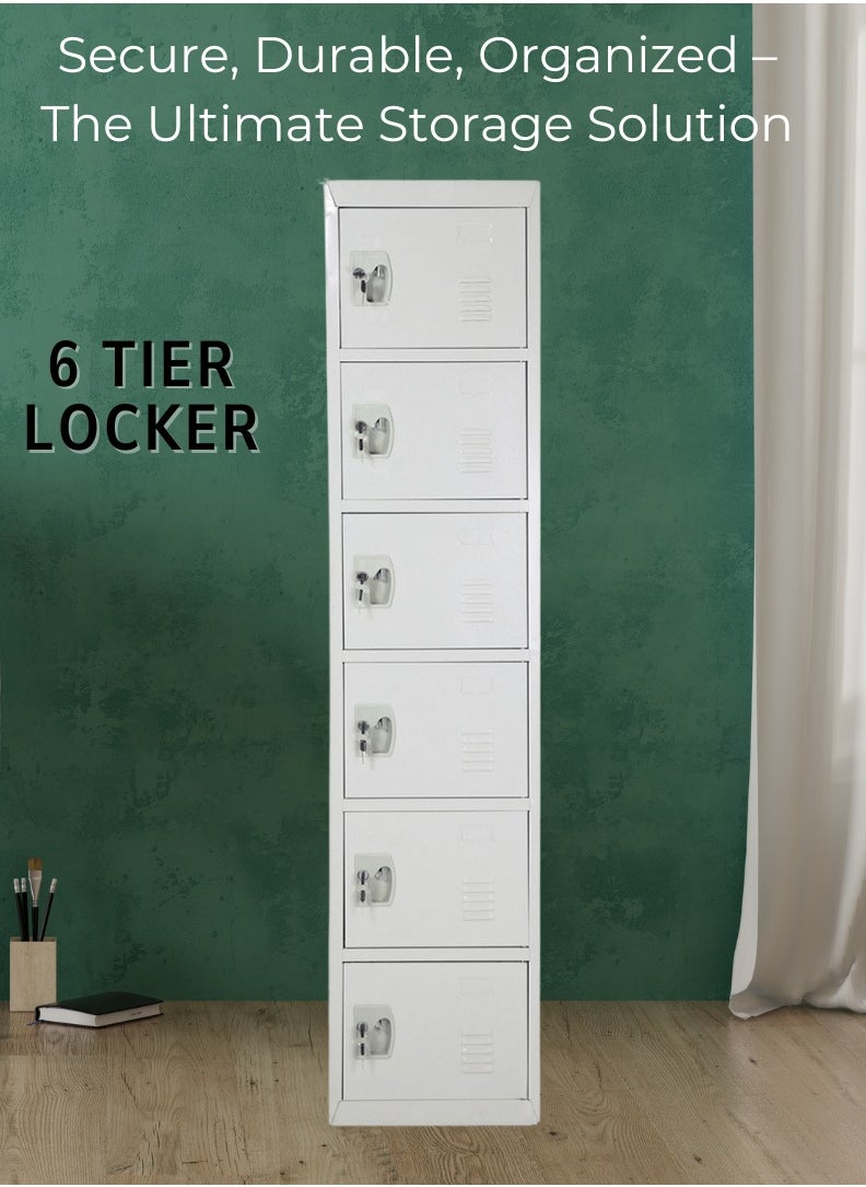 AFT - Arfan Metal Locker for Office Storage, Locker Employees Locker for School, Lockers Corridor Locker 6 Tier 6 Door. Arfan (Six) 6-Tier Heavy-Duty Metal Locker - Secure Storage for Home, Office, or Gym. Multi-Functional 6-Tier Metal Locker - Durable Storage Solution for All Spaces. (Gray) - Image 1