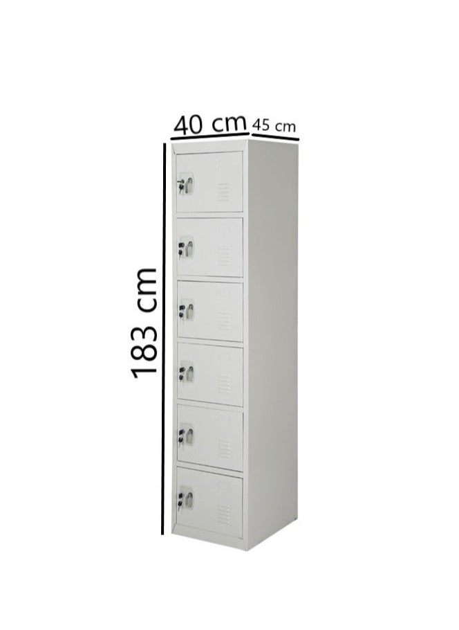 AFT - Arfan Metal Locker for Office Storage, Locker Employees Locker for School, Lockers Corridor Locker 6 Tier 6 Door. Arfan (Six) 6-Tier Heavy-Duty Metal Locker - Secure Storage for Home, Office, or Gym. Multi-Functional 6-Tier Metal Locker - Durable Storage Solution for All Spaces. (Gray) - Image 1