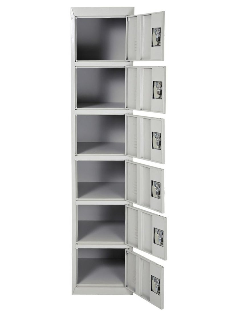 AFT - Arfan Metal Locker for Office Storage, Locker Employees Locker for School, Lockers Corridor Locker 6 Tier 6 Door. Arfan (Six) 6-Tier Heavy-Duty Metal Locker - Secure Storage for Home, Office, or Gym. Multi-Functional 6-Tier Metal Locker - Durable Storage Solution for All Spaces. (Gray) - Image 1
