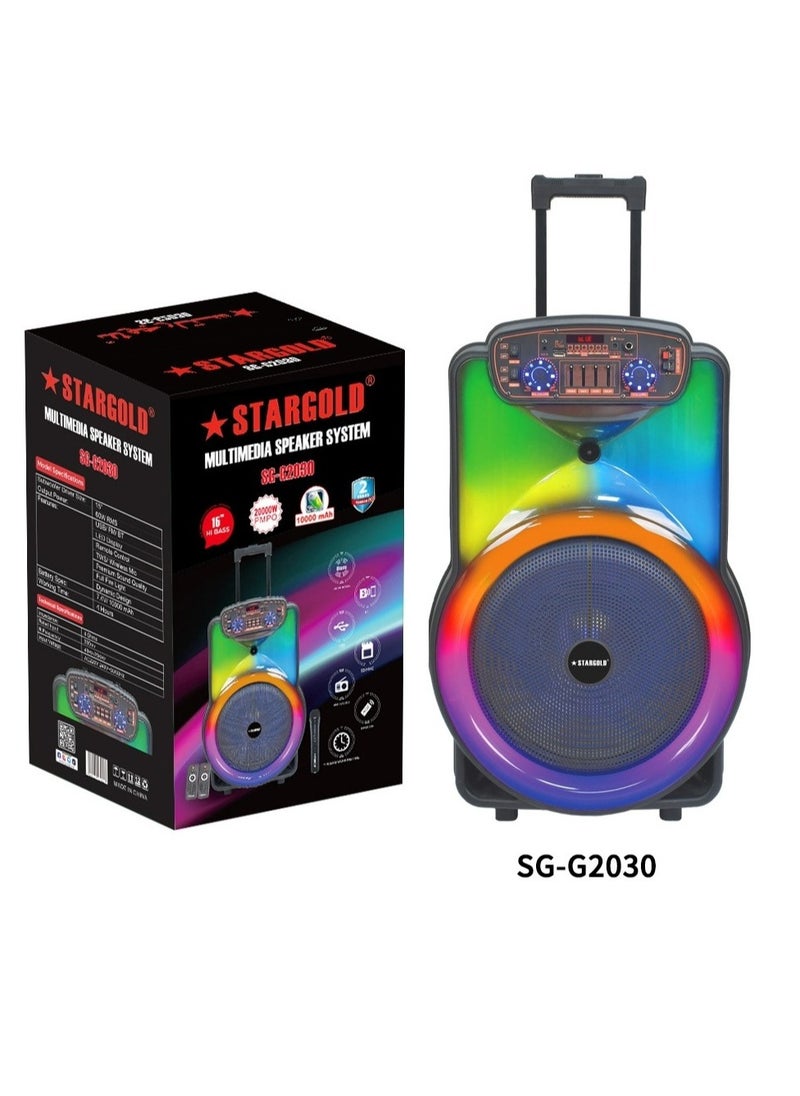 Stargold - SG-G2030 15 Inch Multimedia Speaker System with Wireless Mic LED Display and 20000W PMPO - Image 1